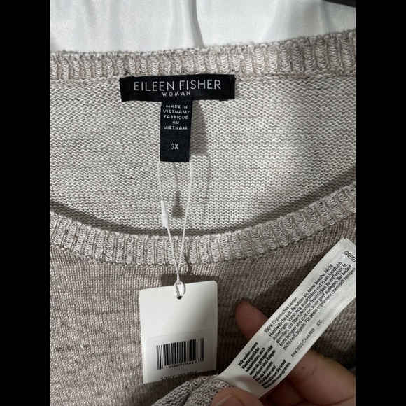 NWT Eileen Fisher Organic Linen Sweater in Heather‎ Moon [ PLUS SIZE 3X ] - Picture 6 of 12